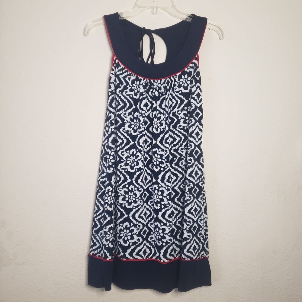 Intermission Mini Dress, navy, white, red, size 8, Stretch Jersey, Keyhole Back